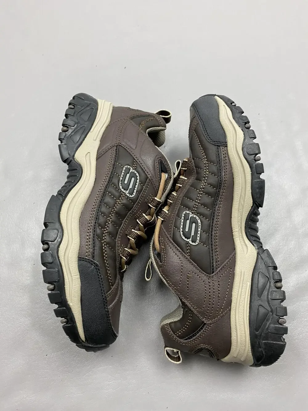 Skechers Sport SN 50172 Shoes Mens Size 8 Brown Leather Low Top Walking Sneakers